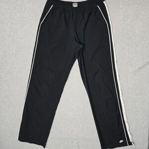 VINTAGE Nike Women Activewear Pants L TALL Black Track 32" Inseam Logo Y2K